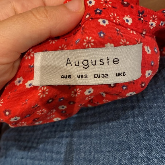 Auguste the label / Daphne crop sleeve wrap floral Mini Dress Red Sz 2 - Picture 5 of 6